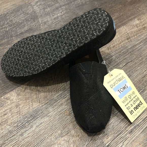 Black Sparkly Toms 8.5 - Picture 2 of 3